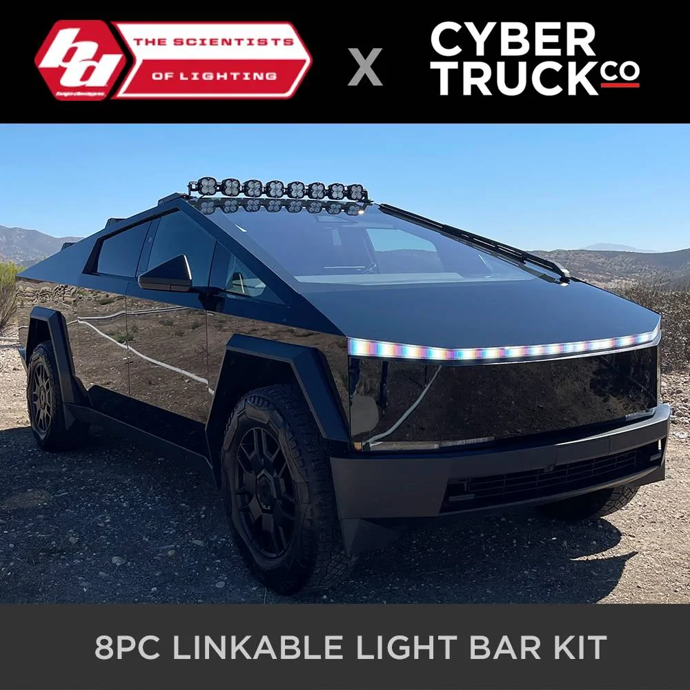 Tesla Cybertruck Compilation: Off-Road Aftermarket Accessories & Parts tesla cybertruck baja designs 8pc linkable light bar from cybertruckco-7