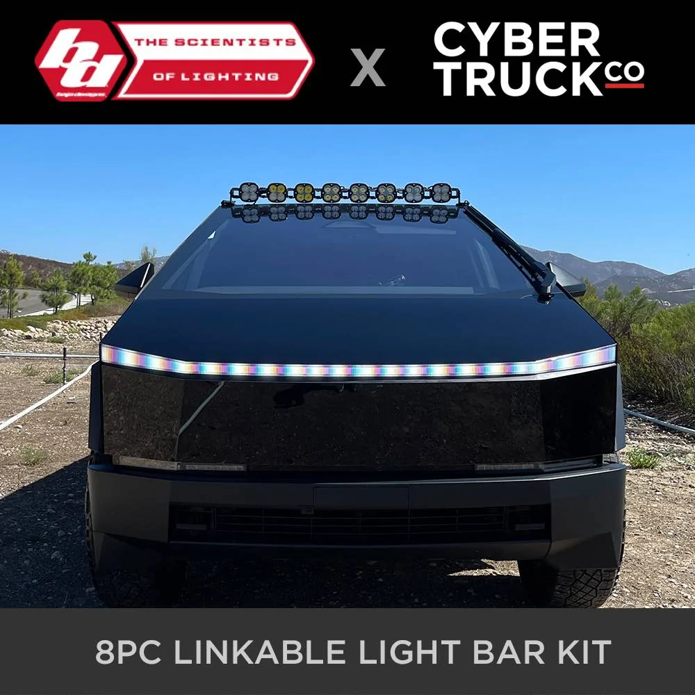 Tesla Cybertruck Compilation: Off-Road Aftermarket Accessories & Parts tesla cybertruck baja designs 8pc linkable light bar from cybertruckco-6
