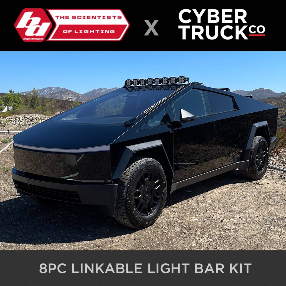 Tesla Cybertruck Compilation: Off-Road Aftermarket Accessories & Parts tesla cybertruck baja designs 8pc linkable light bar from cybertruckco-4