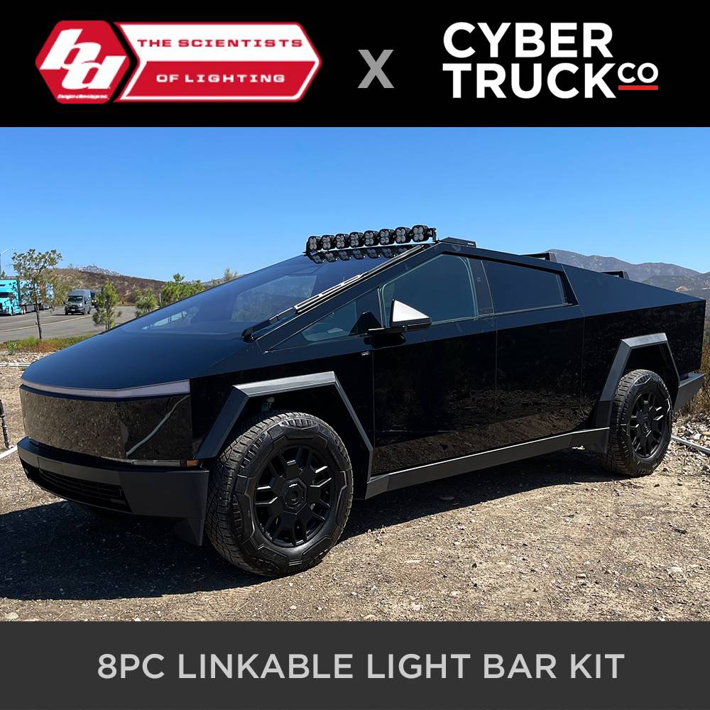 Tesla Cybertruck Compilation: Off-Road Aftermarket Accessories & Parts tesla cybertruck baja designs 8pc linkable light bar from cybertruckco-3