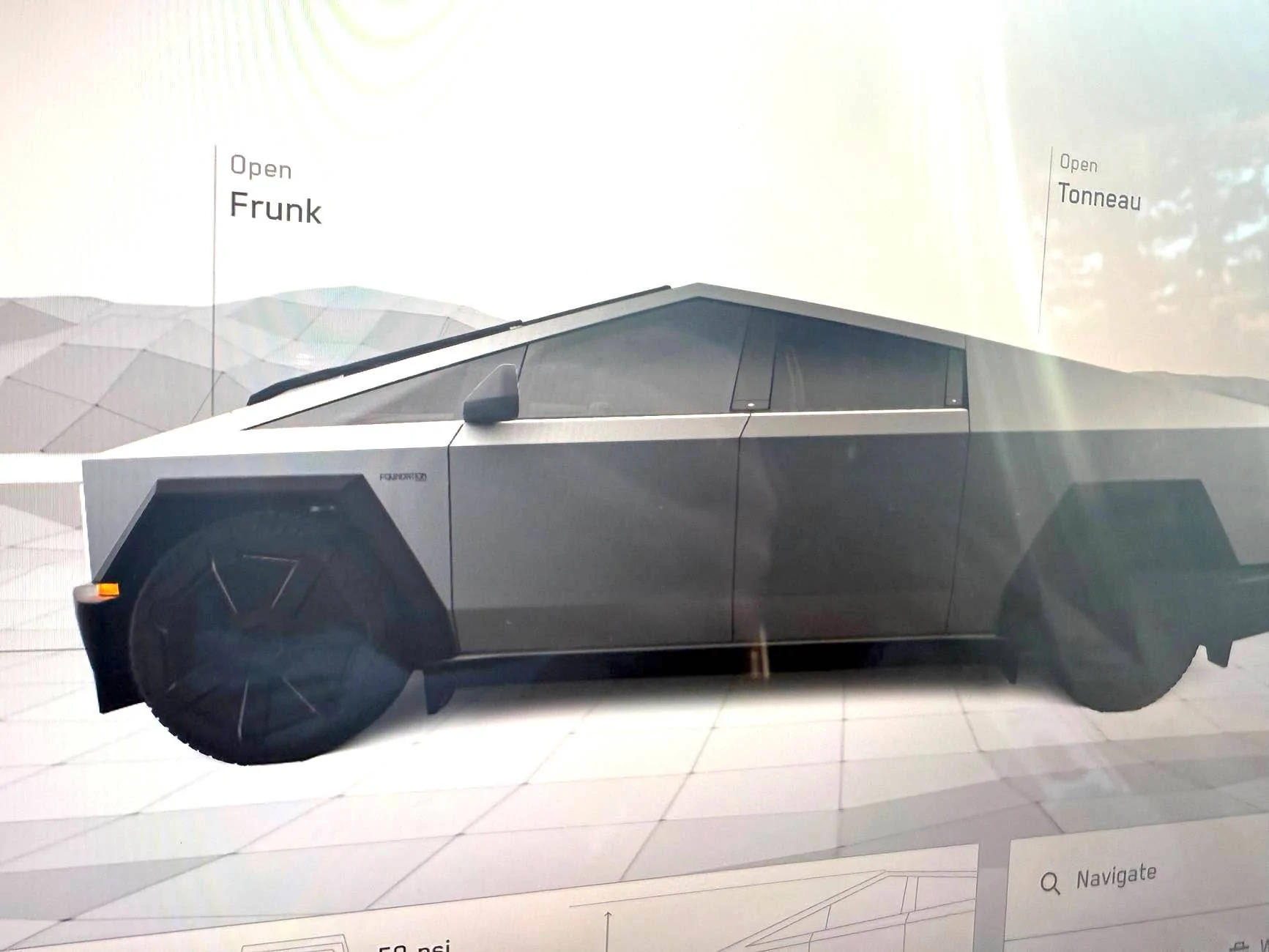 Tesla Cybertruck Cyberbeast + Foundation Series Badges now showing on screen GUI model IMG_2719