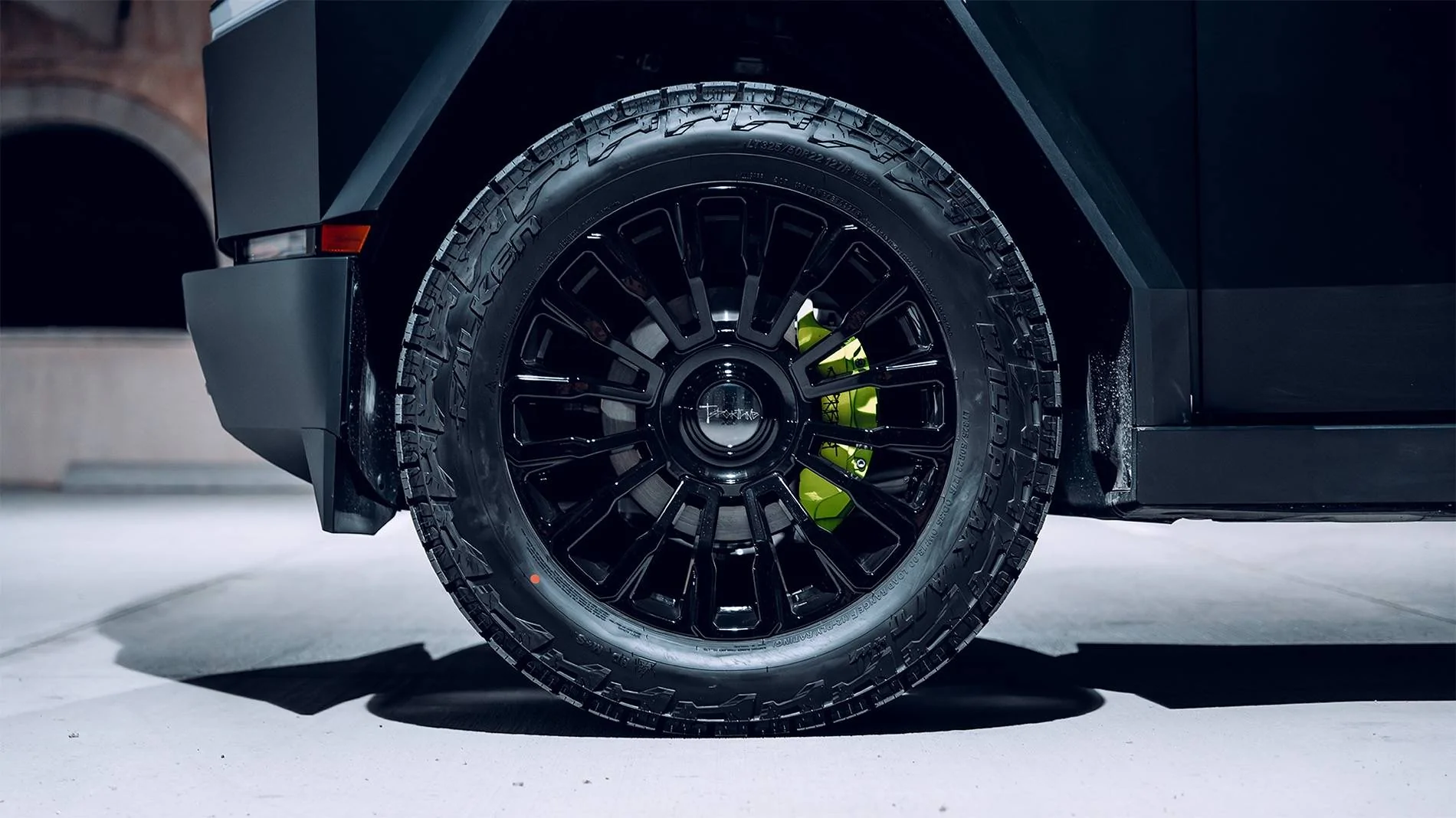 Tesla Cybertruck Custom Cyberbeast Build -- 22x9.5" CT8 Forged Wheels x Falken Wildpeak All Terrain 4W 325/50R22 x Acid Green Custom Interior - 13" WIDE 🤯 myCT-4