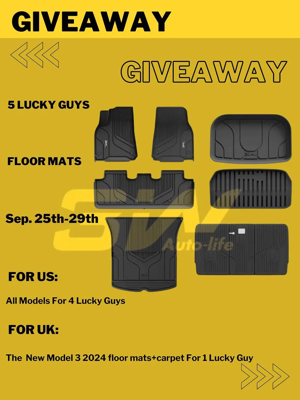 Tesla Cybertruck Tesla Floor Mats GIVEAWAY🚙🚙🚙!!! 5 LUCK GUYS Tesla