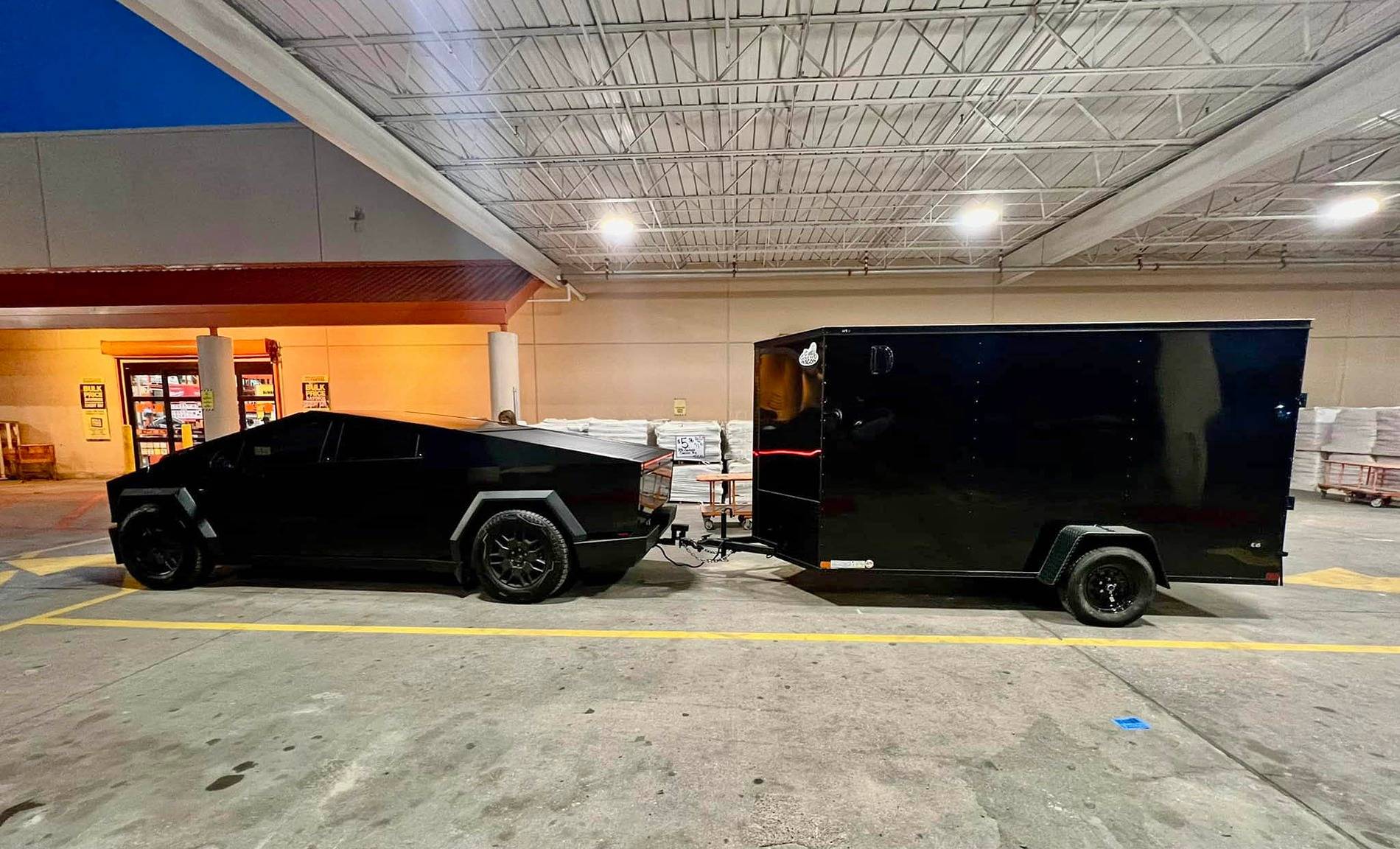 Tesla Cybertruck BLACK Vinyl Wrap & PPF Cybertruck -- Photos & Videos black cybertruck black trailer