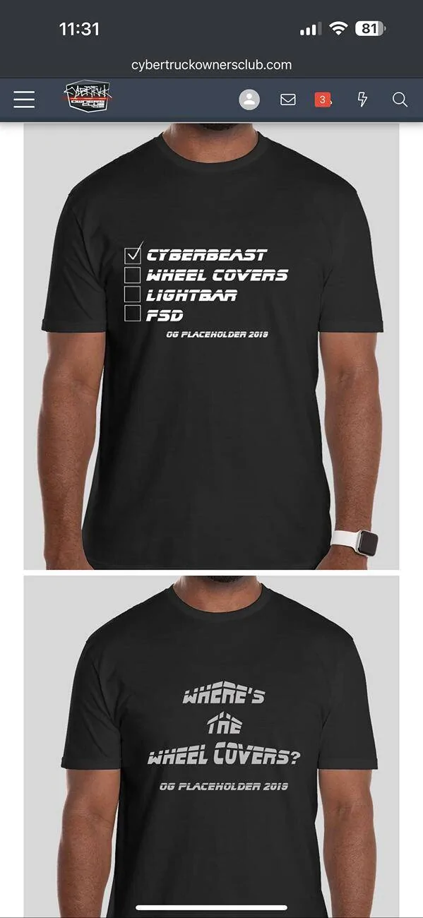 Tesla Cybertruck Cybertruck wheel covers now available in Tesla shop IMG_1358