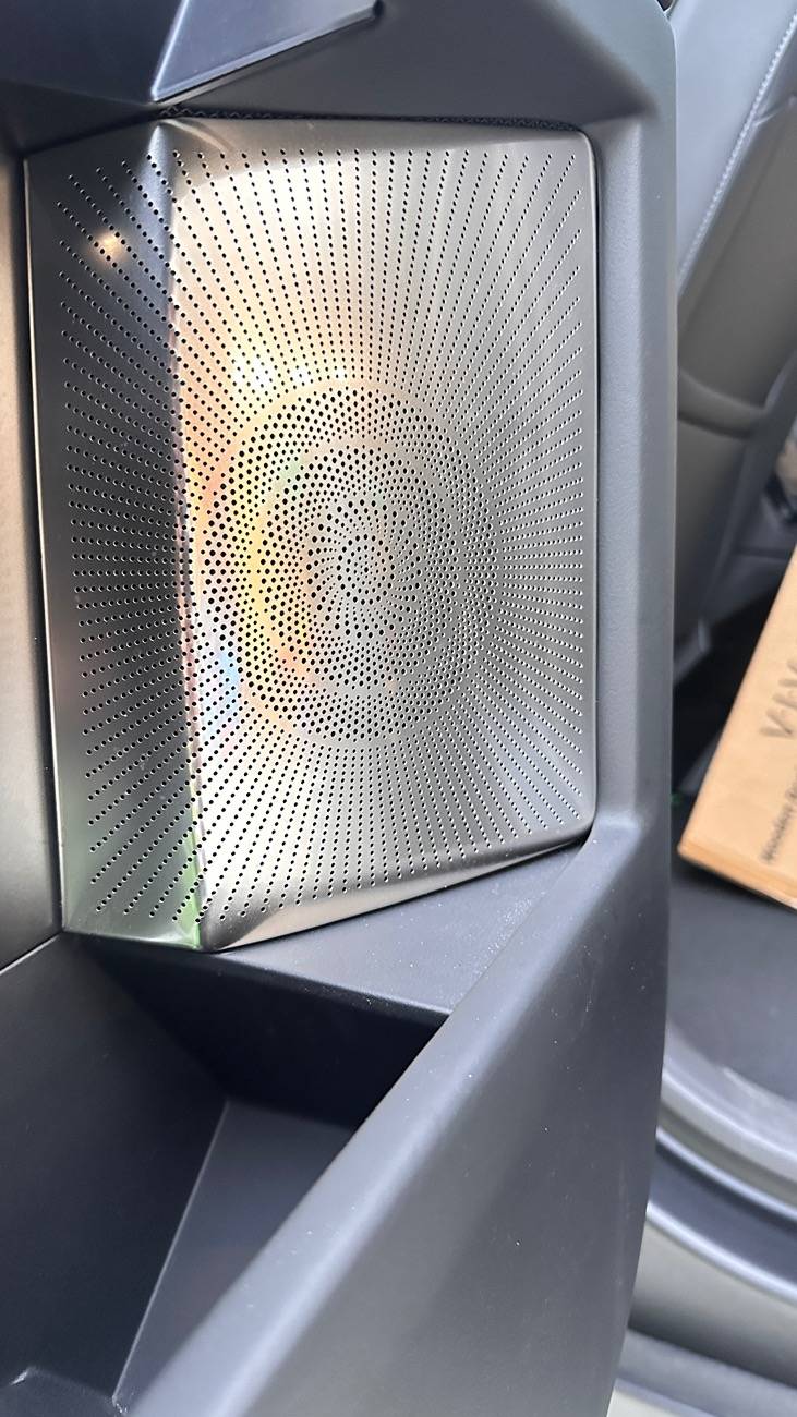 Tesla Cybertruck Polished stainless steel speaker covers by BestEVmod - installed photos & review on Cybertruck IMG_7108