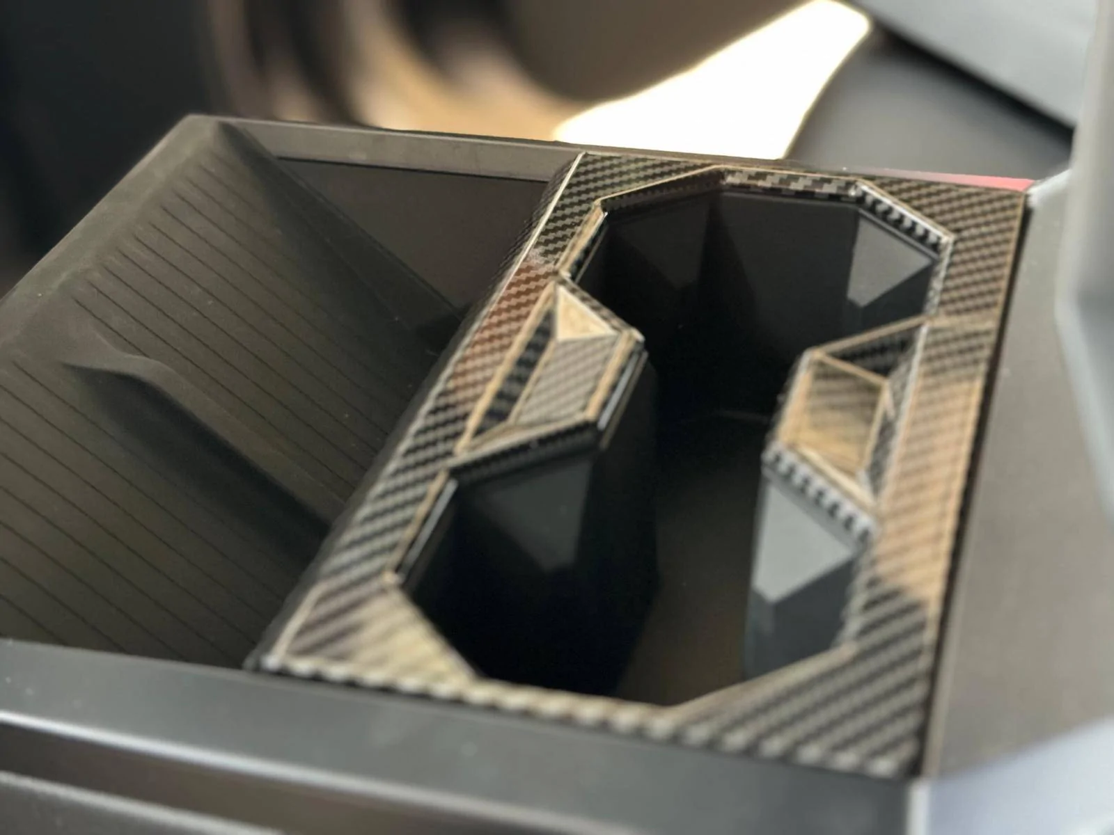 Tesla Cybertruck 🛠️ 🚗Cybertruck Center Console upgraded-Center Cup Holder Frame Trim Cover Panel Nice Pics✨🛠️ Teslaunch (1)
