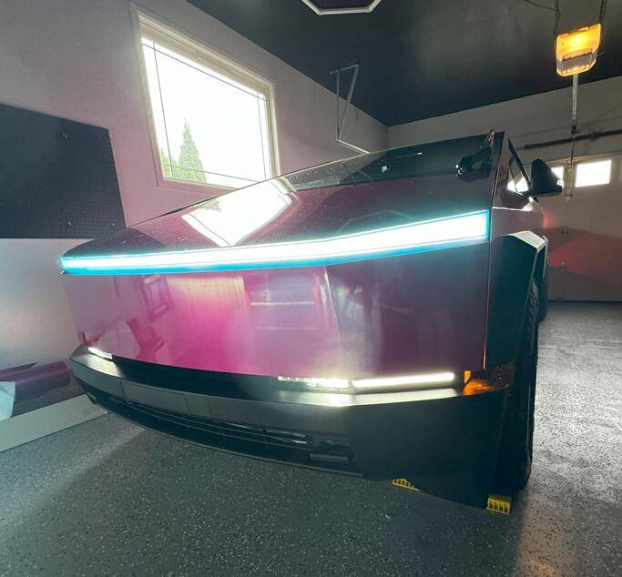 Tesla Cybertruck DIY'd my first wrap! Cosmos Pink Gloss Metallic KPMF vinyl IMG_4225