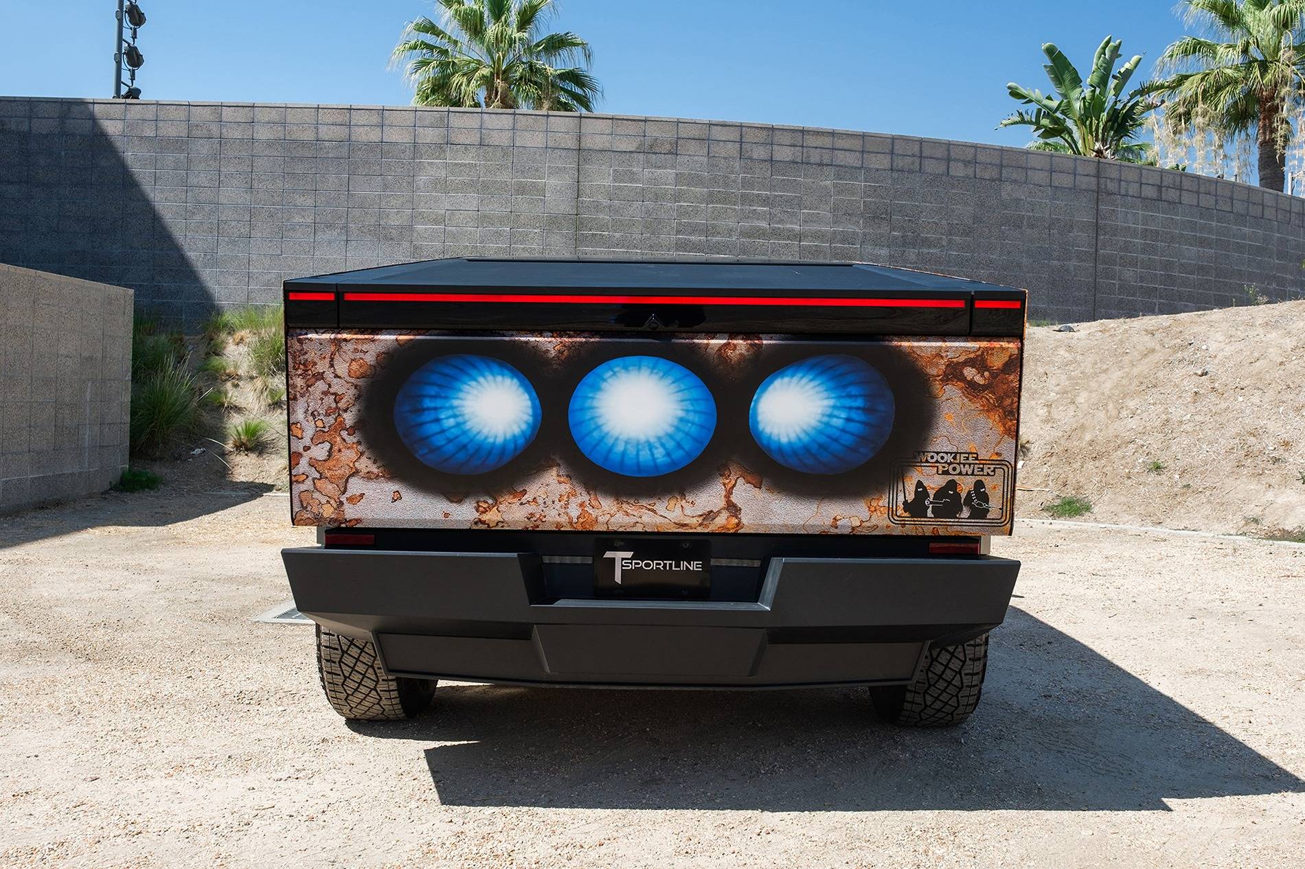 Tesla Cybertruck CUSTOM GRAPHICS / DESIGN / THEME Vinyl Wrap & PPF Cybertruck -- Photos & Videos star-wars-inspired-rust-wookie-power-tesla-cybertruck-tct-20-inch-wheels-satin-black-1920-5