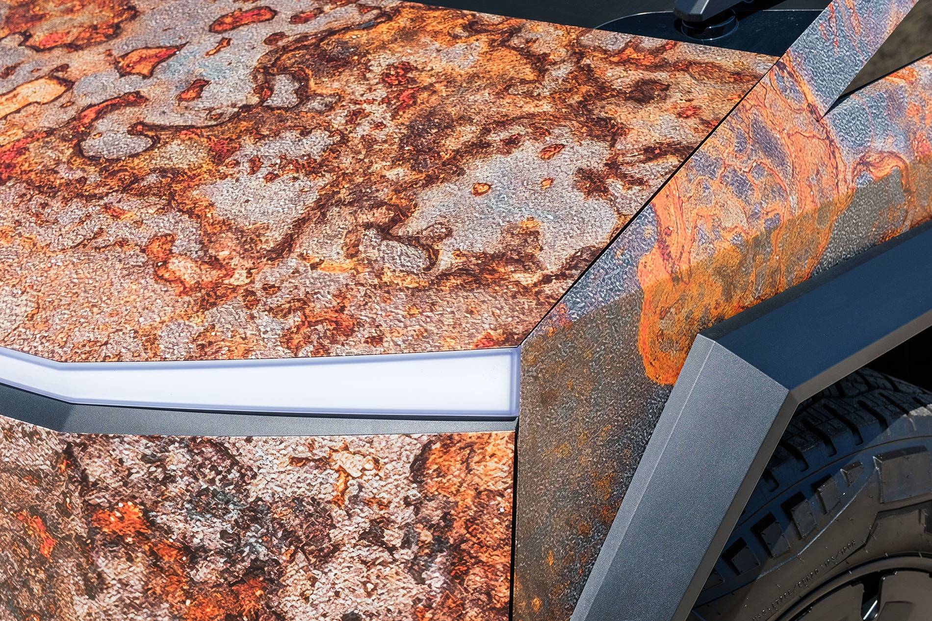 Tesla Cybertruck May the Force be with you! Custom printed Star Wars x Rust themed Cybertruck wrap by T Sportline star-wars-inspired-rust-wookie-power-tesla-cybertruck-tct-20-inch-wheels-satin-black-1920-6