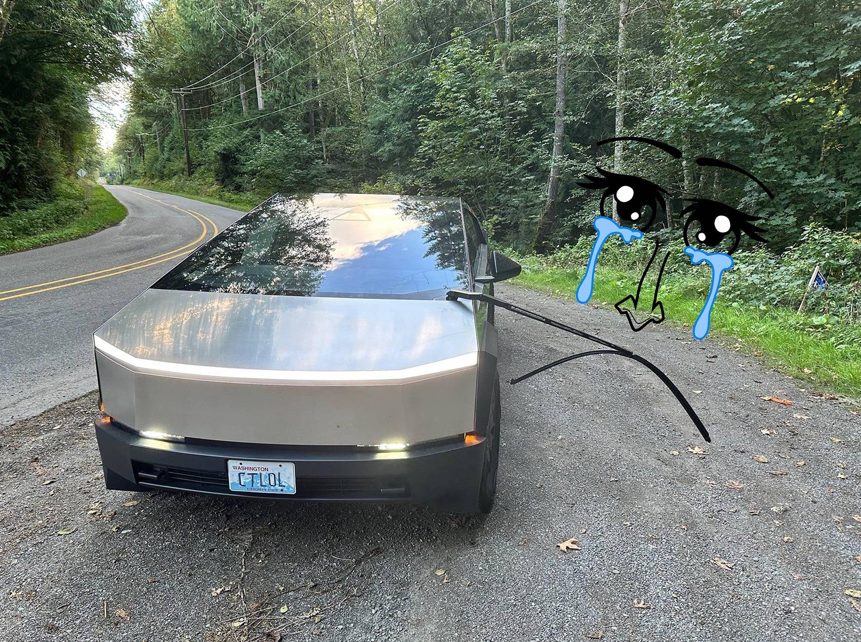Tesla Cybertruck DIY repair of loose wiper after Recall motor replacement? IMG_9709 Sad
