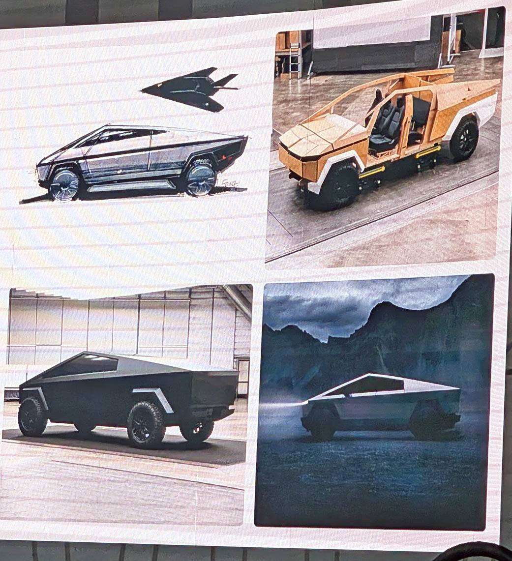 Tesla Cybertruck Franz shows Cybertruck design sketches & wooden buck cybertruck design sketches wood prototype 2