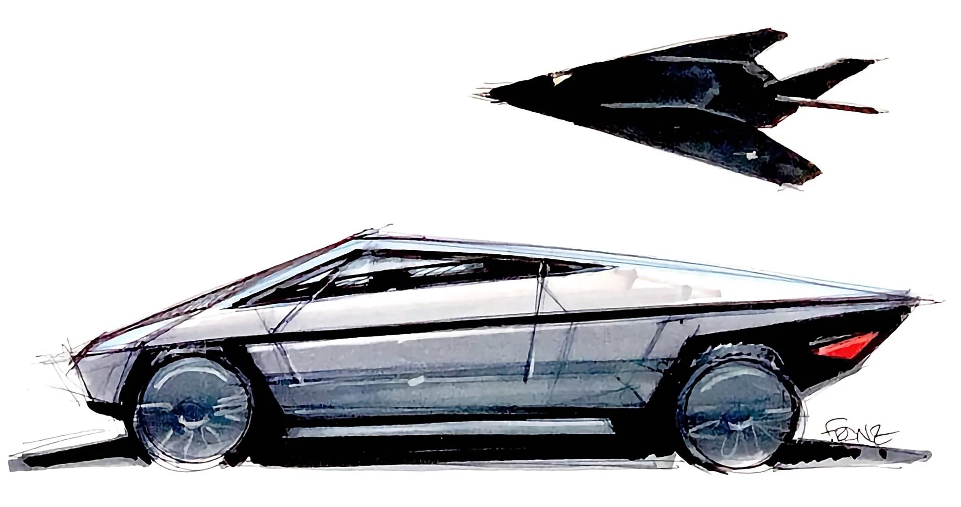 Tesla Cybertruck Franz shows Cybertruck design sketches & wooden buck Cyber Concept