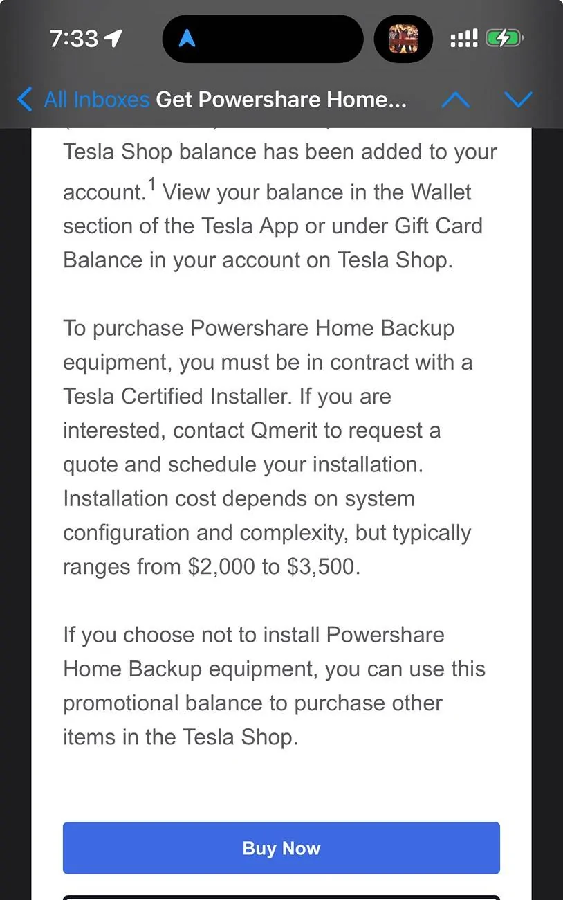 Tesla Cybertruck 2500 voucher emailed today as one time use???? IMG_6959