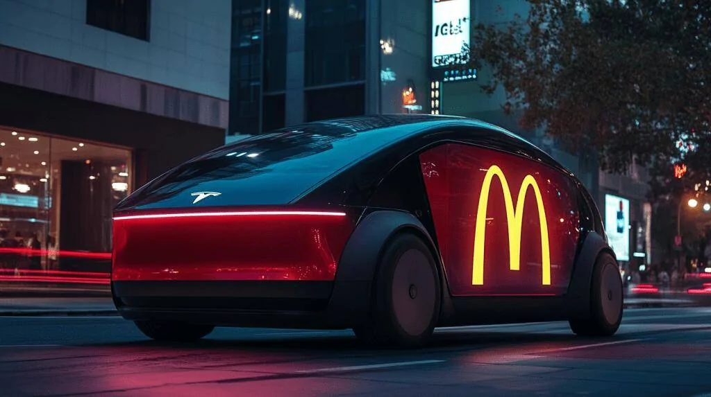 Tesla Cybertruck $25K Model 2 and Robovan unveiling at Robotaxi event, predicts long time Tesla analyst Tesla-Cybercab-Mcdonalds