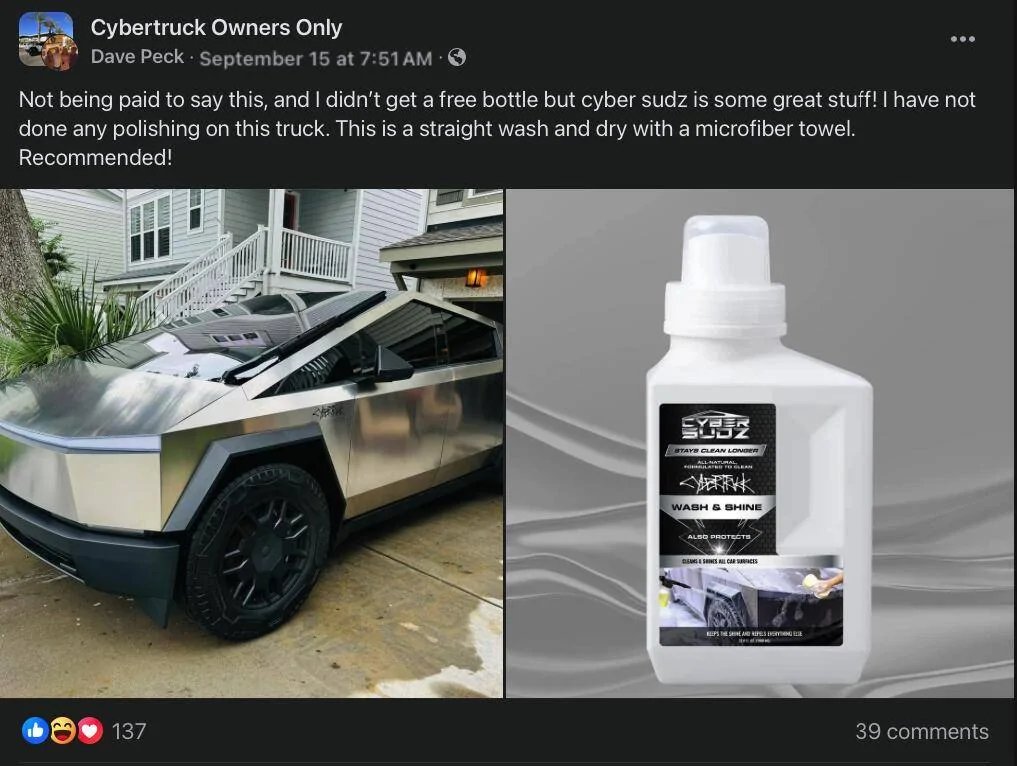 Tesla Cybertruck CybersudZ Car Wash: What Our Customers Are Saying + Special Offer for CTOC Members fb1