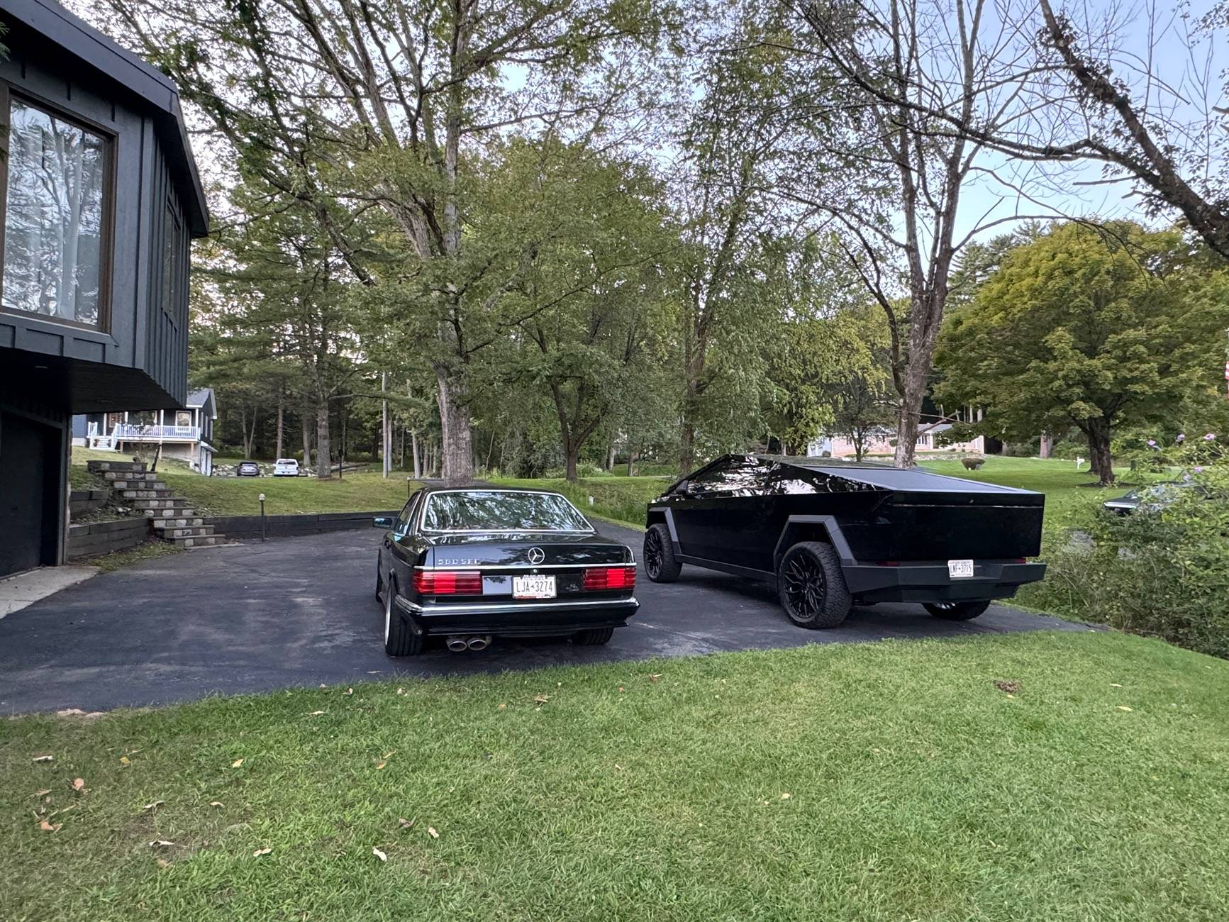 Tesla Cybertruck Gloss Black Wrap with 24" Vossen Wheels, doing truck hauling work IMG_3701
