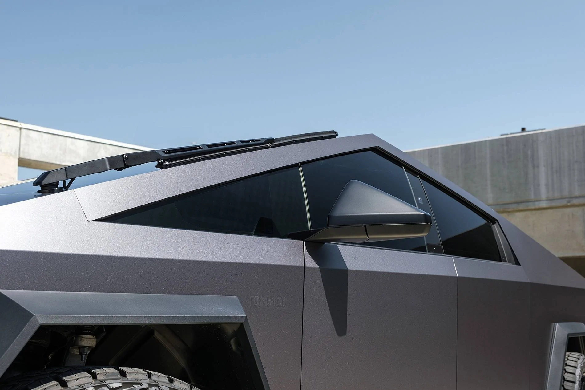 Tesla Cybertruck GREY / GRAY Vinyl Wrap & PPF Cybertruck -- Photos & Videos 3M Satin Dark Gray wrapTsportline  24%22 CTM fully forged monoblock wheels on Cybertruck 6