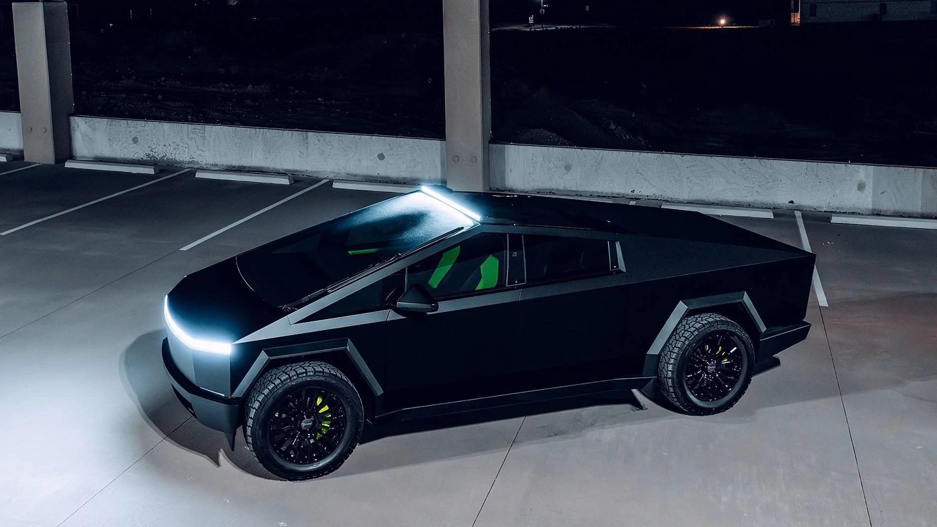 Tesla Cybertruck Custom Cyberbeast Build -- 22x9.5" CT8 Forged Wheels x Falken Wildpeak All Terrain 4W 325/50R22 x Acid Green Custom Interior - 13" WIDE 🤯 myct-5-jpg