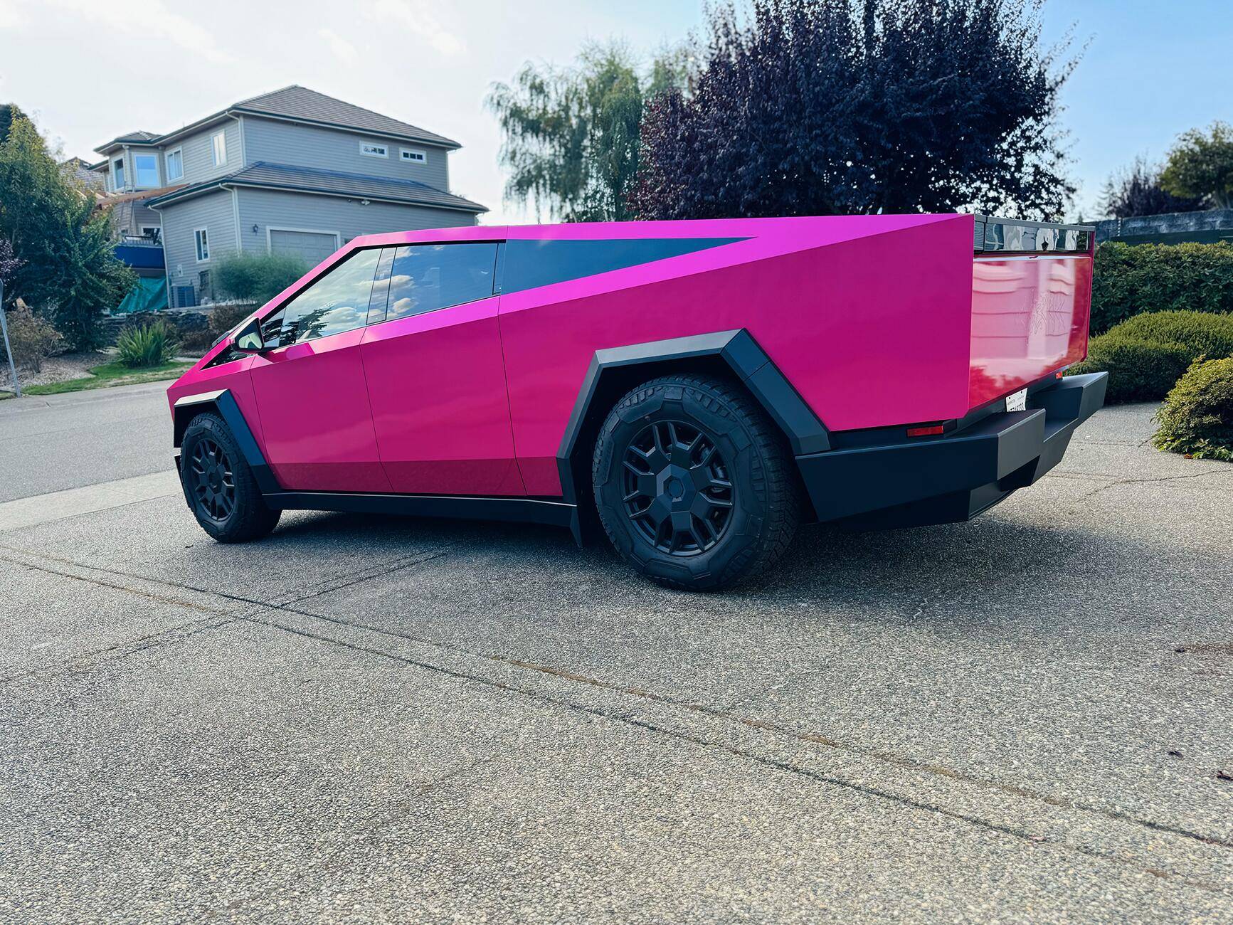 Tesla Cybertruck DIY'd my first wrap! Cosmos Pink Gloss Metallic KPMF vinyl IMG_4465