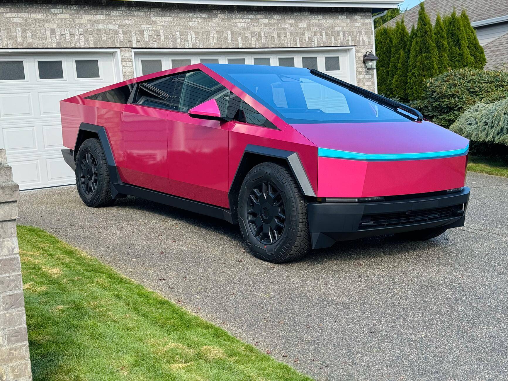 Tesla Cybertruck DIY'd my first wrap! Cosmos Pink Gloss Metallic KPMF vinyl IMG_4461