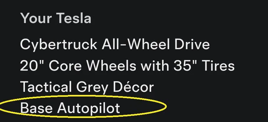 Tesla Cybertruck Non-FS trucks being configured with "Base Autopilot"? 461869141_27413808244877014_5470852322695774296_n