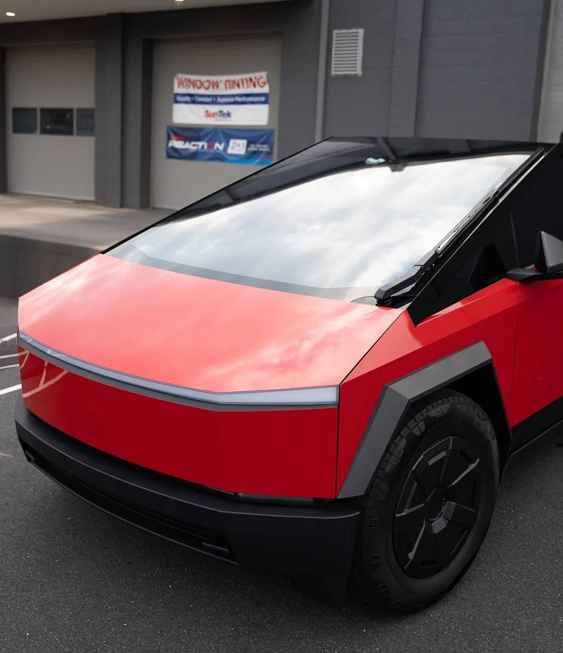Tesla Cybertruck Cyber Truck Wrapped in Stallion Red Colored PPF! IMG_7729