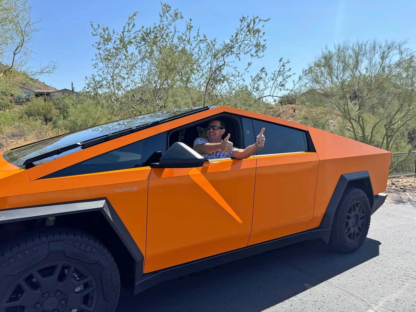 Tesla Cybertruck ORANGE Vinyl Wrap & PPF Cybertruck -- Photos & Videos orange wrap cybertruck