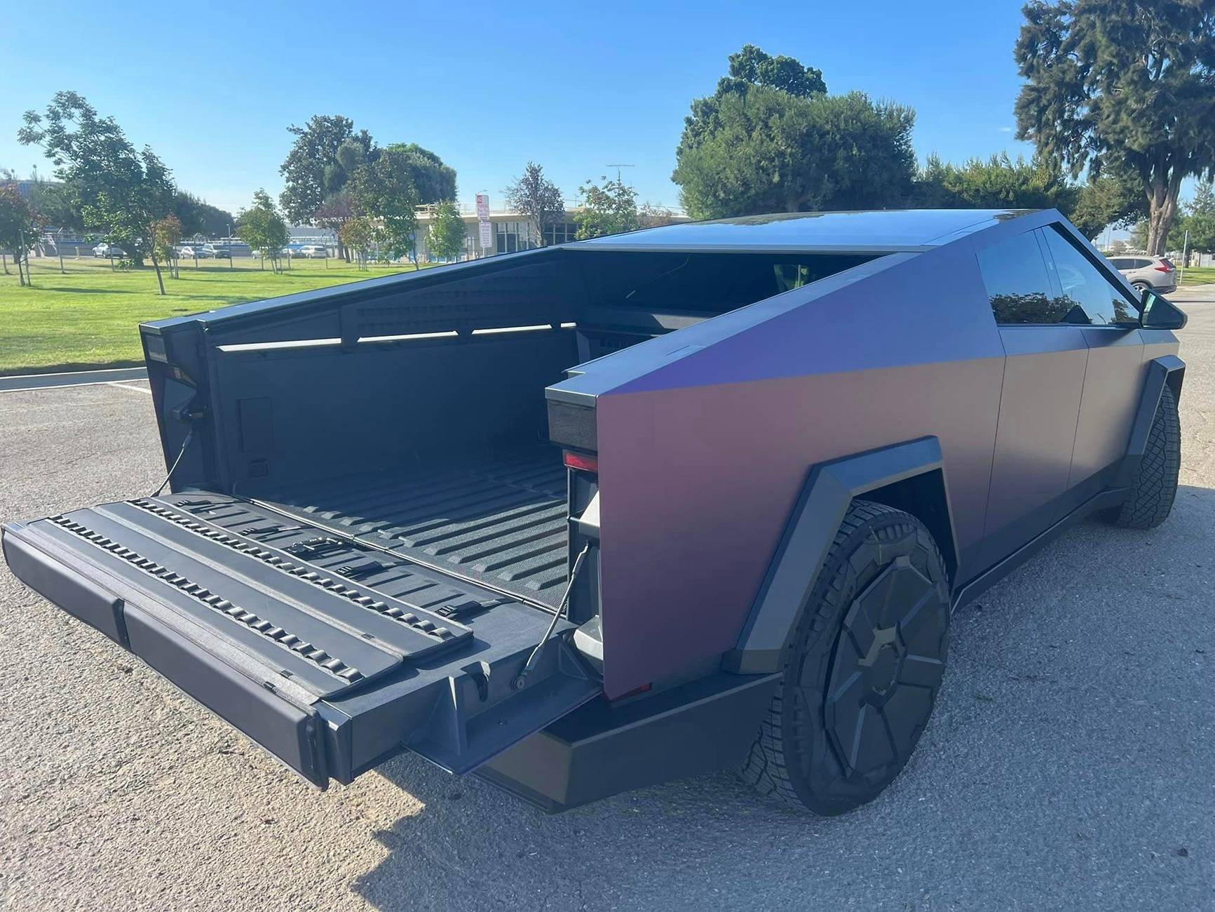 Tesla Cybertruck BLUE / BLURPLE / PURPLE Vinyl Wrap & PPF Cybertruck -- Photos & Videos purple vinyl wrap cybertruck 4