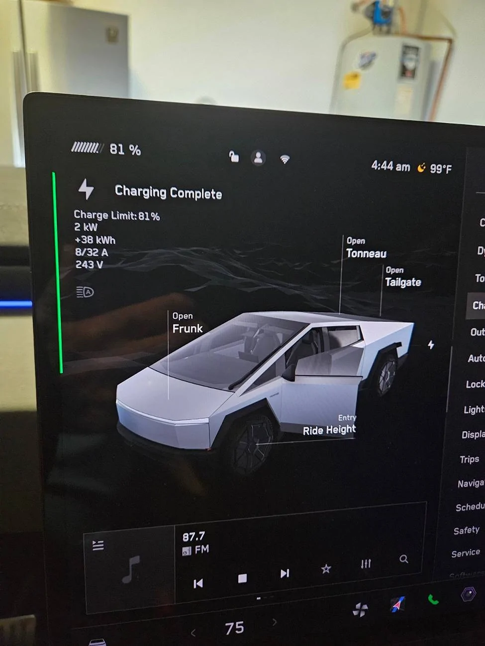 Tesla Cybertruck FCB Charge overnight question? How read screen charged 80