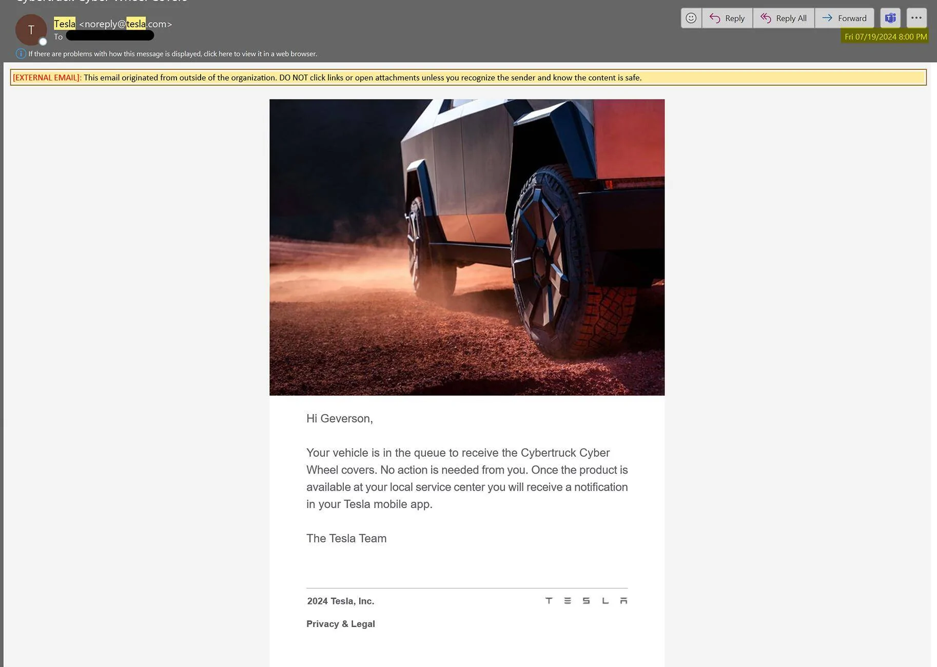 Tesla Cybertruck New Redesigned Aero Wheel Covers Installed! 1728314162438-qa