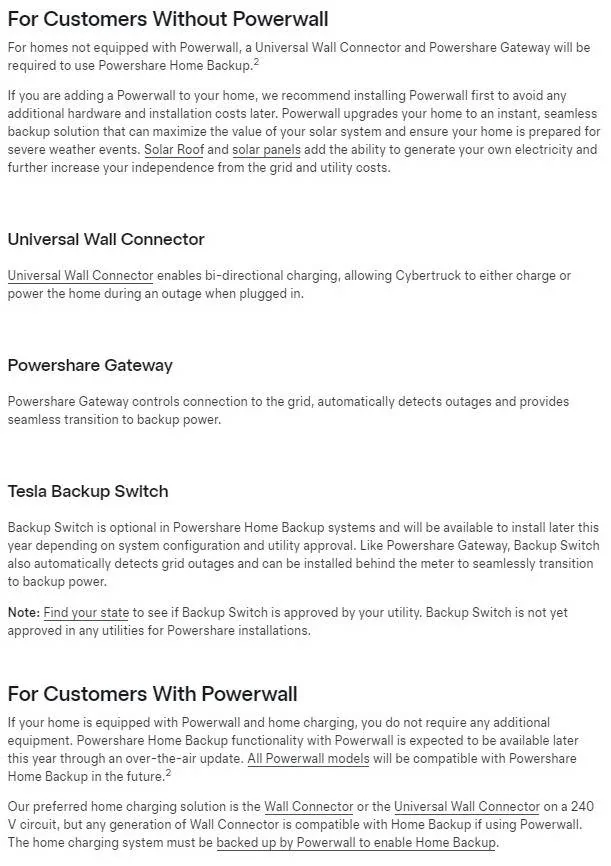 Tesla Cybertruck Powerwall and CT Powershare G-3V default energy prioritizing Powerwall YES or NO requirements for CT backu