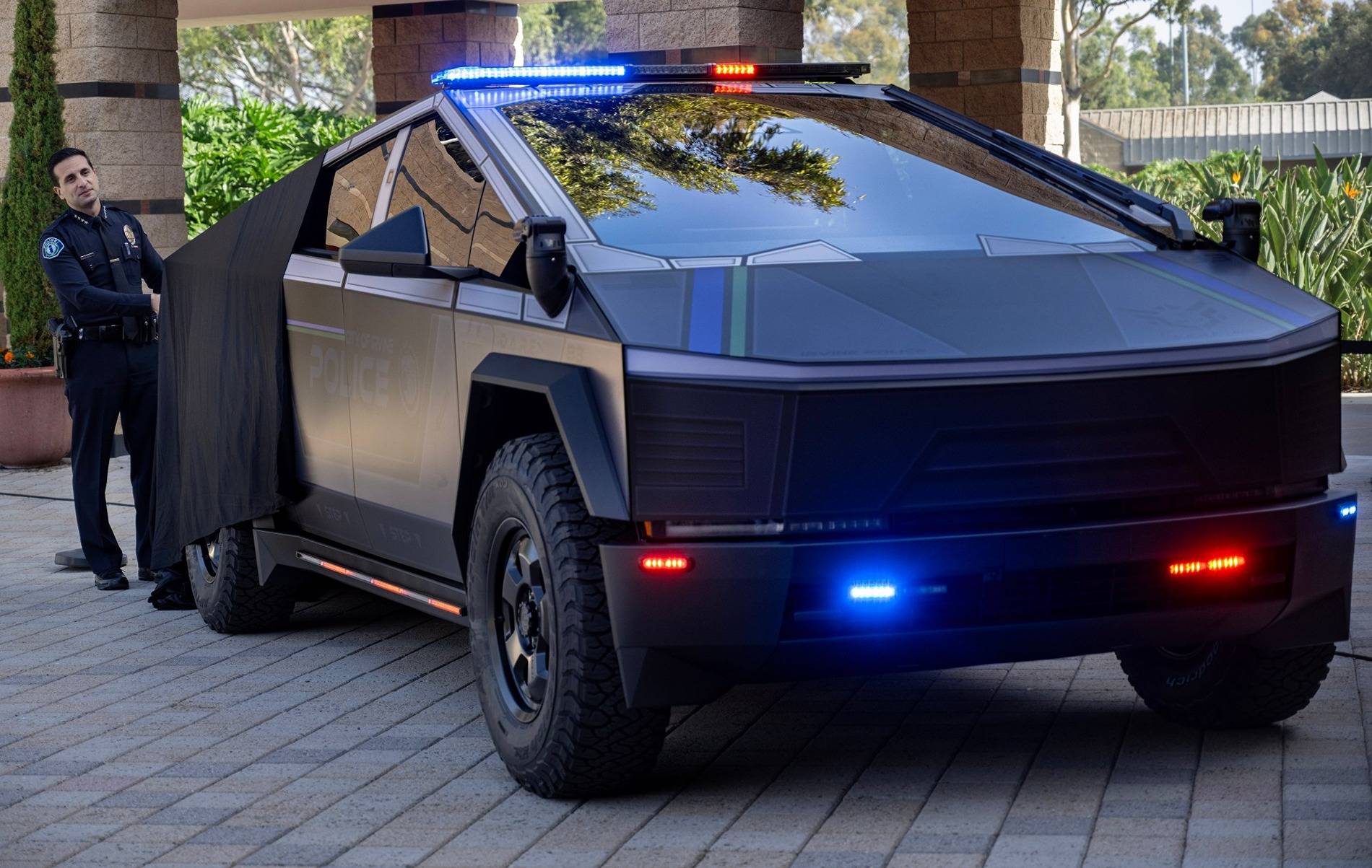 Tesla Cybertruck Irvine Police Cybertruck Revealed! Upfit build by Unplugged Performance cybertruck irvine police department 1