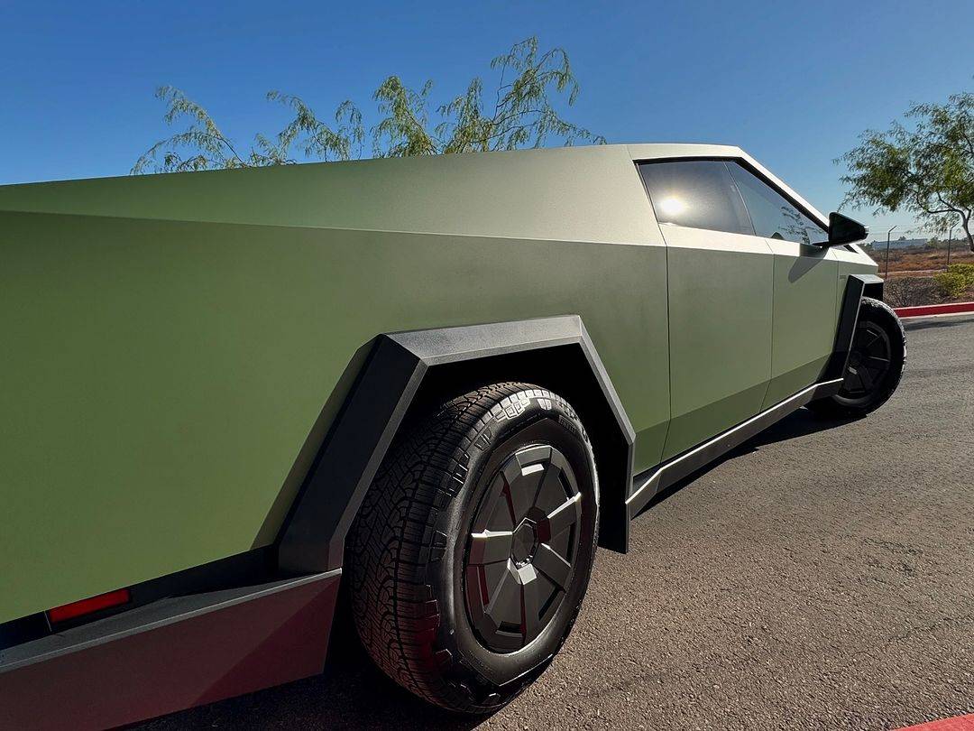 Tesla Cybertruck (PURE PPF) Satin Military Green Cybertruck wrapped by AZ Auto Aesthetics 462706120_18101667292452224_2115950259066387733_n