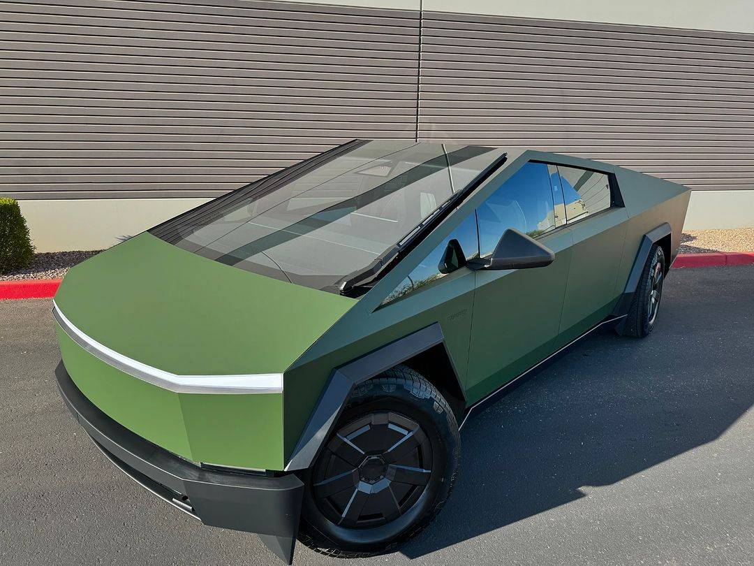 Tesla Cybertruck (PURE PPF) Satin Military Green Cybertruck wrapped by AZ Auto Aesthetics 462724297_18101667313452224_2419133745494716244_n