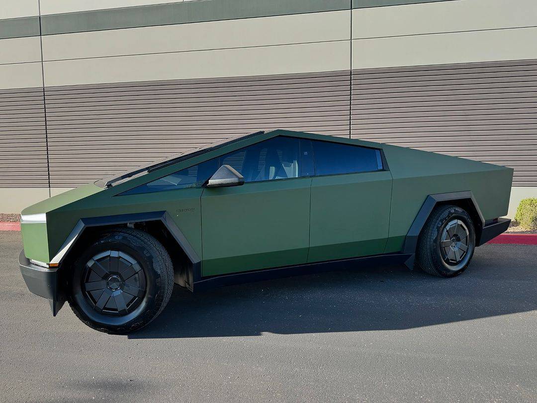Tesla Cybertruck (PURE PPF) Satin Military Green Cybertruck wrapped by AZ Auto Aesthetics 462852858_18101667283452224_5150324199904623974_n
