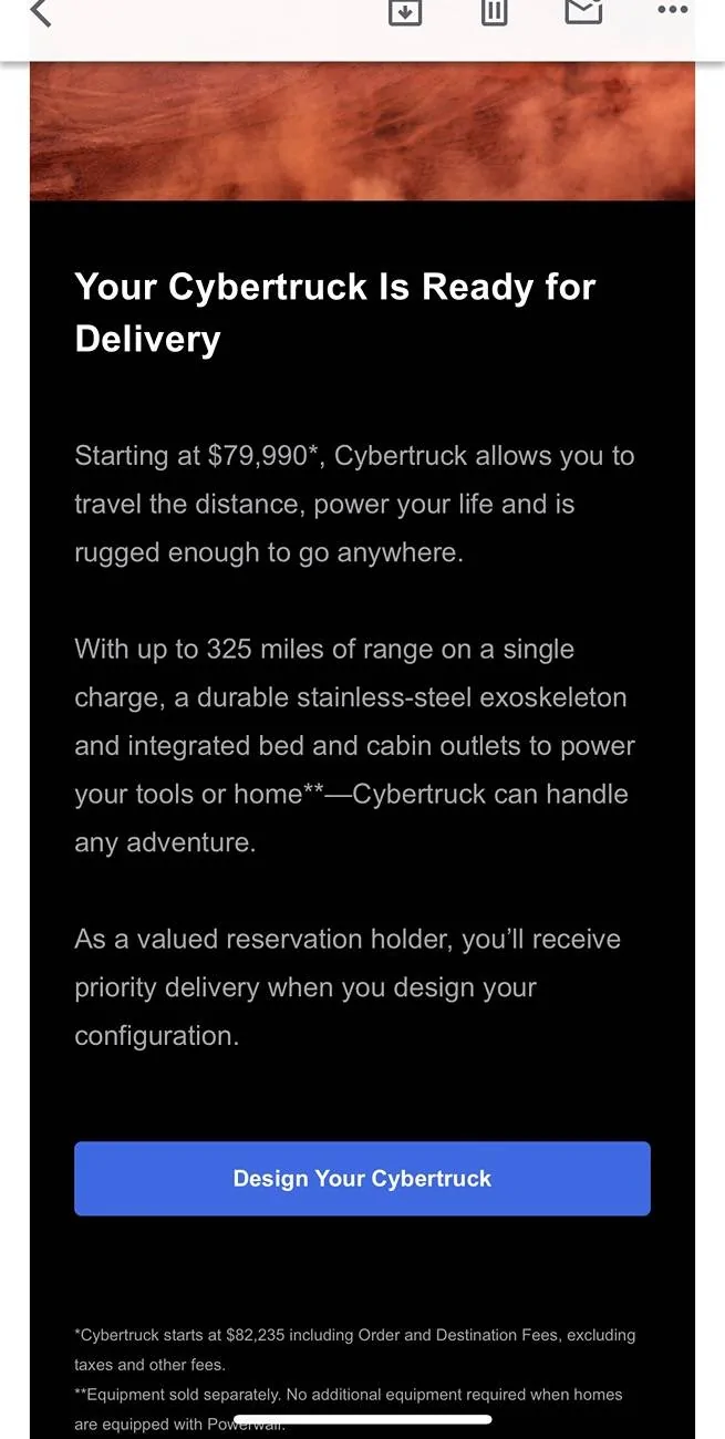 Tesla Cybertruck Real or spam email? IMG_0026