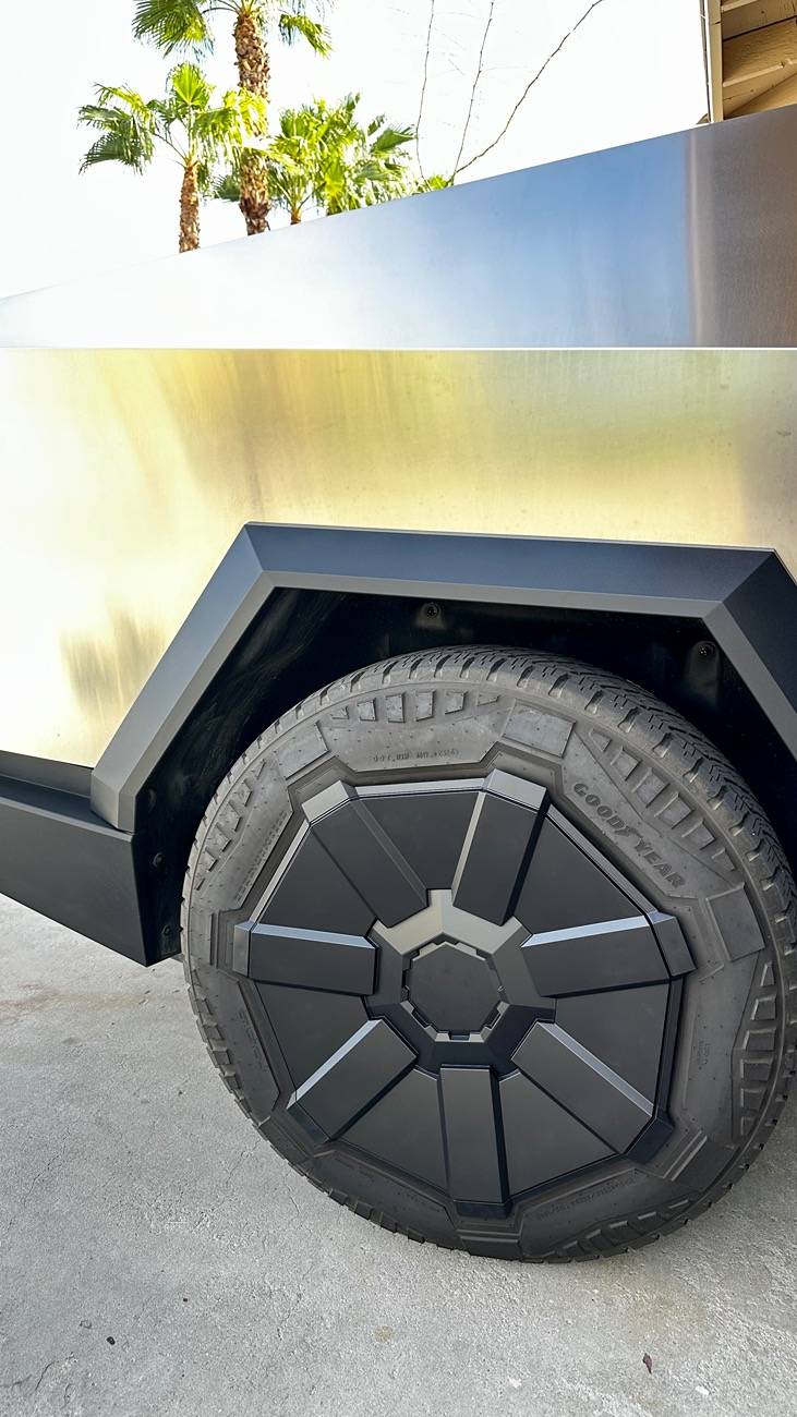 Tesla Cybertruck Got my redesigned Cyber Wheel Covers IMG_9872