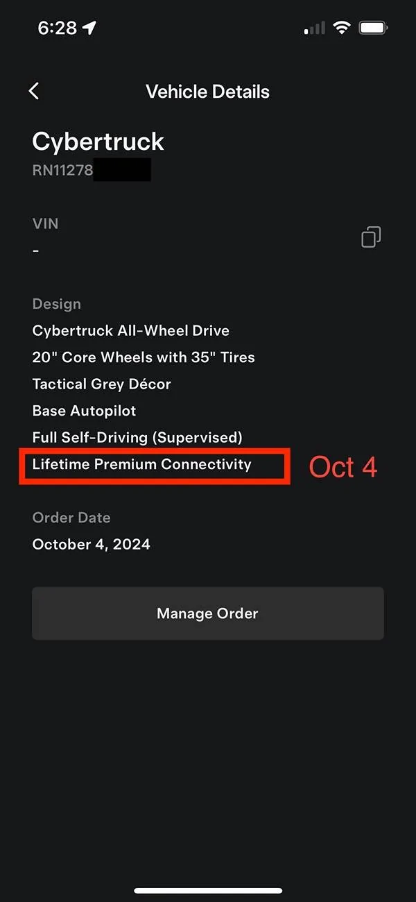Tesla Cybertruck Tesla removed Lifetime Premium Connectivity from Non-Foundation Cybertruck after ordering oct4