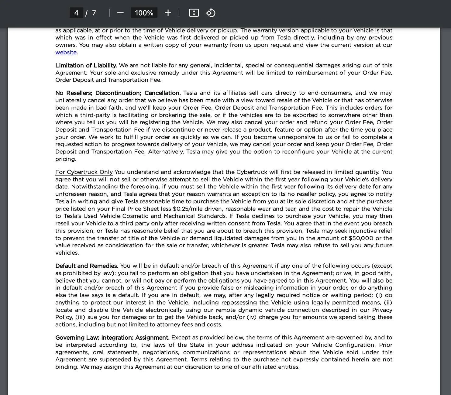 Tesla Cybertruck Cybertruck - cannot resell for 1 year, contract still stands VS rumors that the contract has changed? who is right? Screenshot 2024-10-13 at 10.45.37 AM