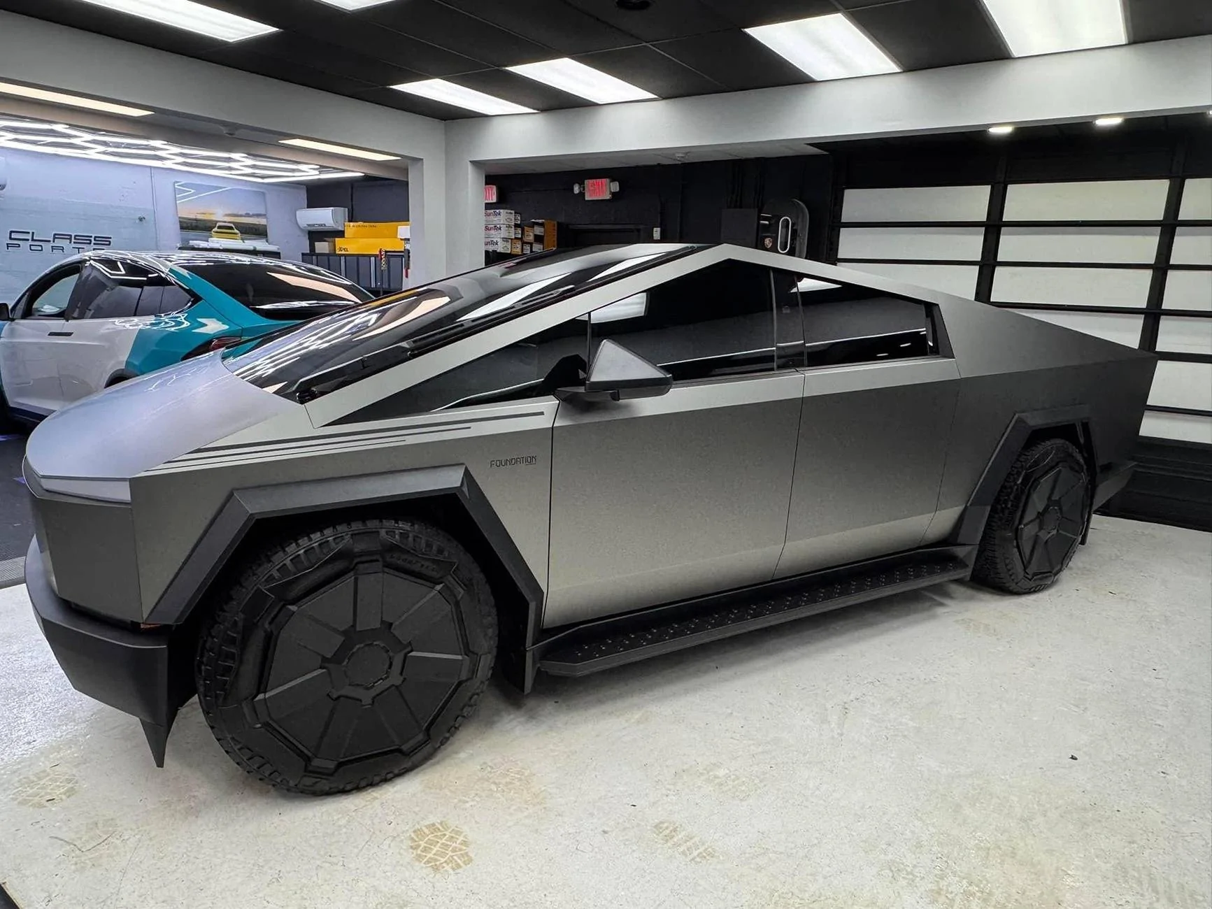 Tesla Cybertruck GREY / GRAY Vinyl Wrap & PPF Cybertruck -- Photos & Videos matte liquid silver wrap cybertruck 4