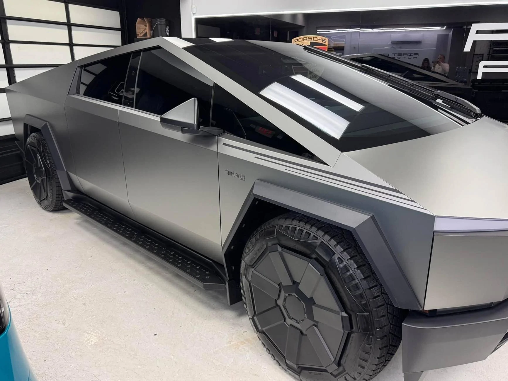 Tesla Cybertruck GREY / GRAY Vinyl Wrap & PPF Cybertruck -- Photos & Videos matte liquid silver wrap cybertruck 3