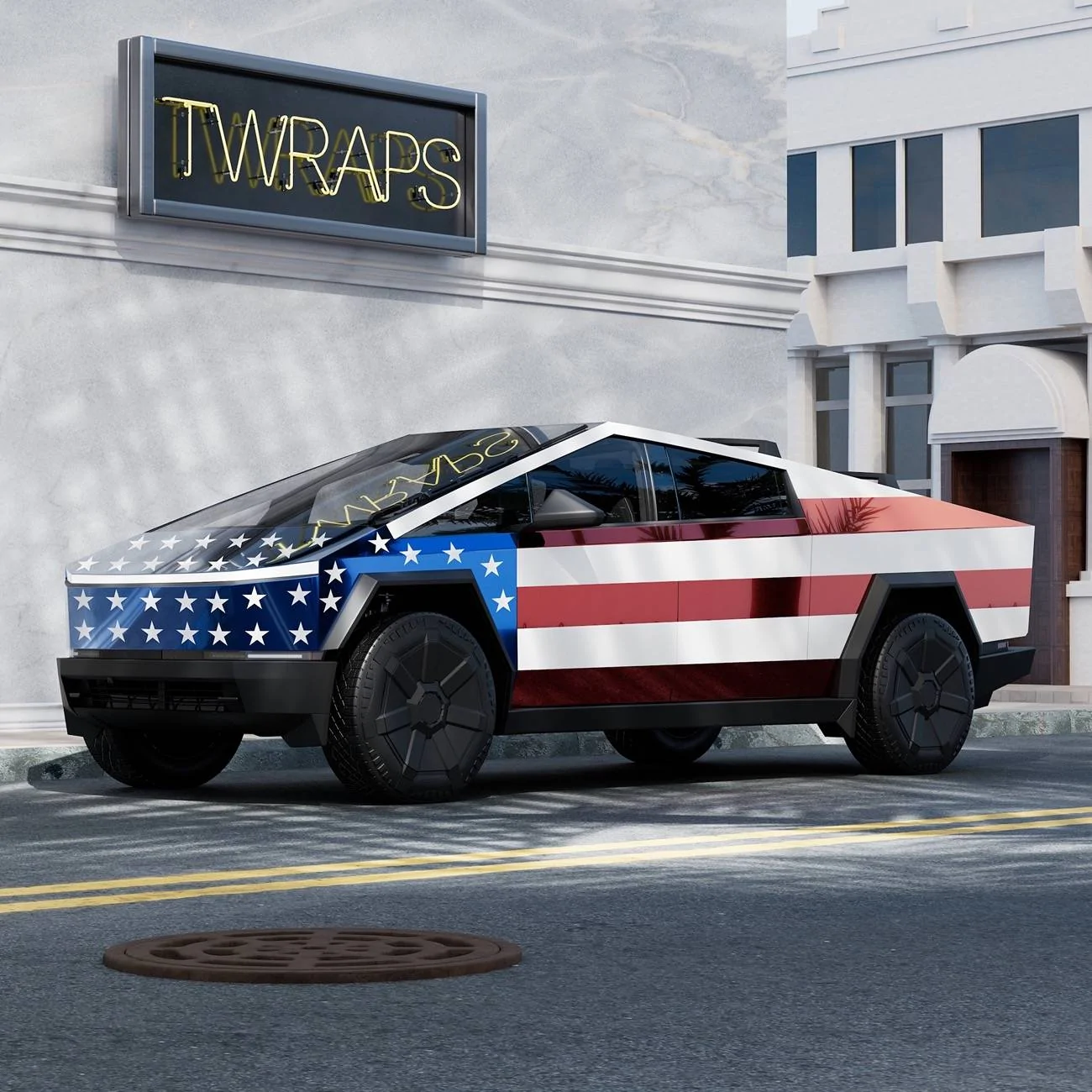 Tesla Cybertruck 8 Hours PPF Wrap by TWRAPS - $1699.95 DIY / $3199.95 with install USA FLAG