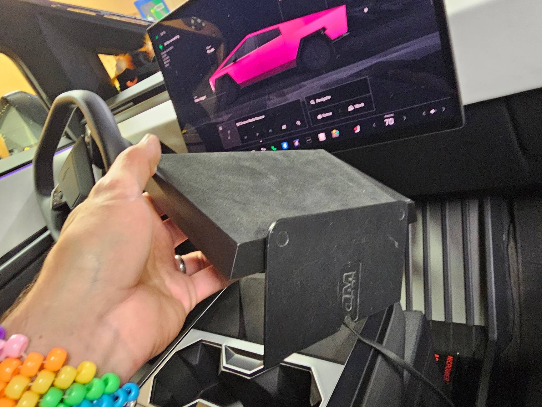 Tesla Cybertruck Wireless charger and see your phone! How I modded Teslas wireless desk charger for the Cybertruck 20240929_201207