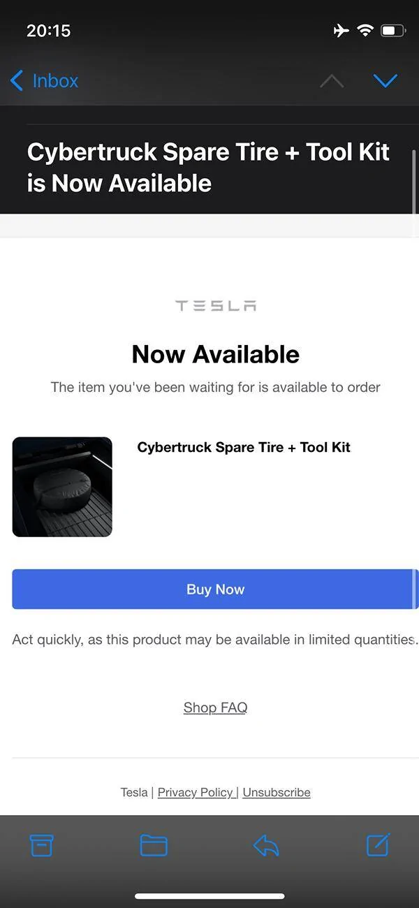 Tesla Cybertruck Cybertruck Spare Tire In Stock IMG_7626