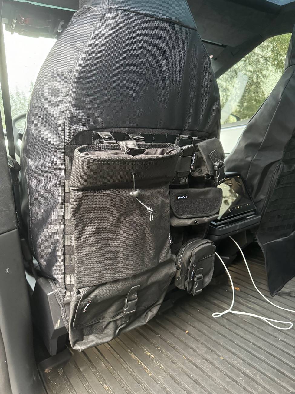 Tesla Cybertruck Coverking Ballistic Tactical Seat Covers installed IMG_6842