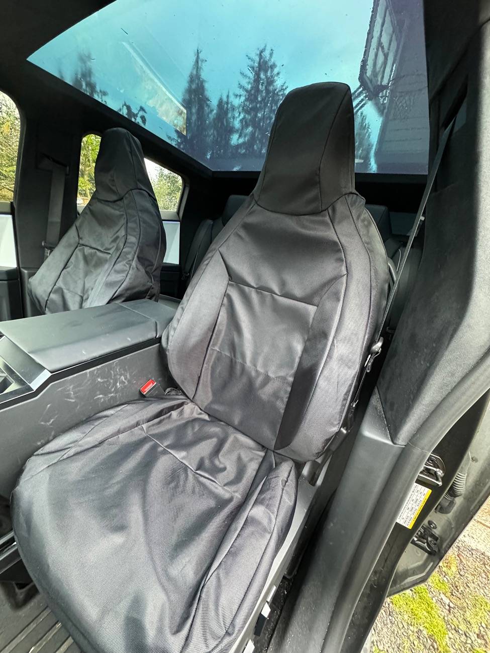Tesla Cybertruck Coverking Ballistic Tactical Seat Covers installed IMG_6843