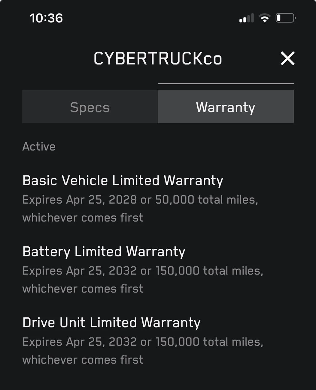 Tesla Cybertruck Warranty only 50k miles? IMG_7862