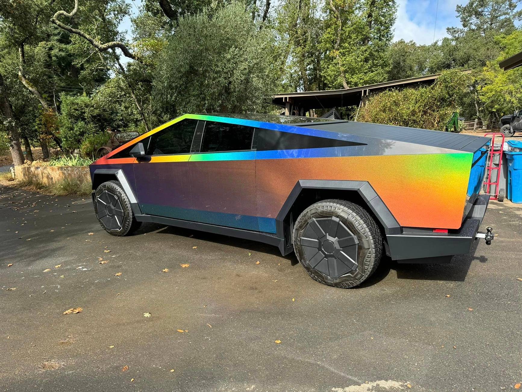 Tesla Cybertruck COLOR SHIFT / FADE / CHAMELEON Vinyl Wrap & PPF Cybertruck -- Photos & Videos 3M 2080 Gloss Flip Psychedelic Vinyl Wrap on Cybertruck with false window wrap & window tints 5