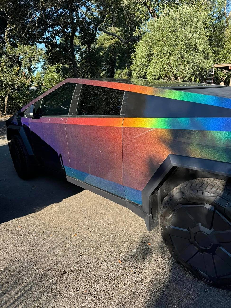 Tesla Cybertruck COLOR SHIFT / FADE / CHAMELEON Vinyl Wrap & PPF Cybertruck -- Photos & Videos 3M 2080 Gloss Flip Psychedelic Vinyl Wrap on Cybertruck with false window wrap & window tints 2